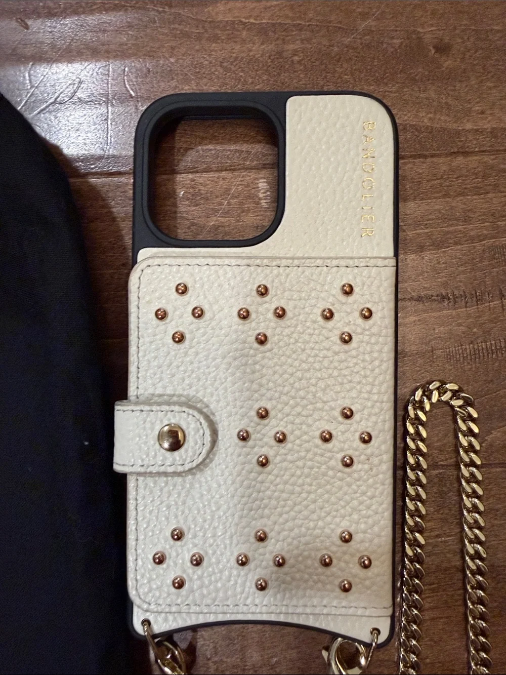 Bandolier Cream Studded iPhone 14 ProMax Crossbody Case